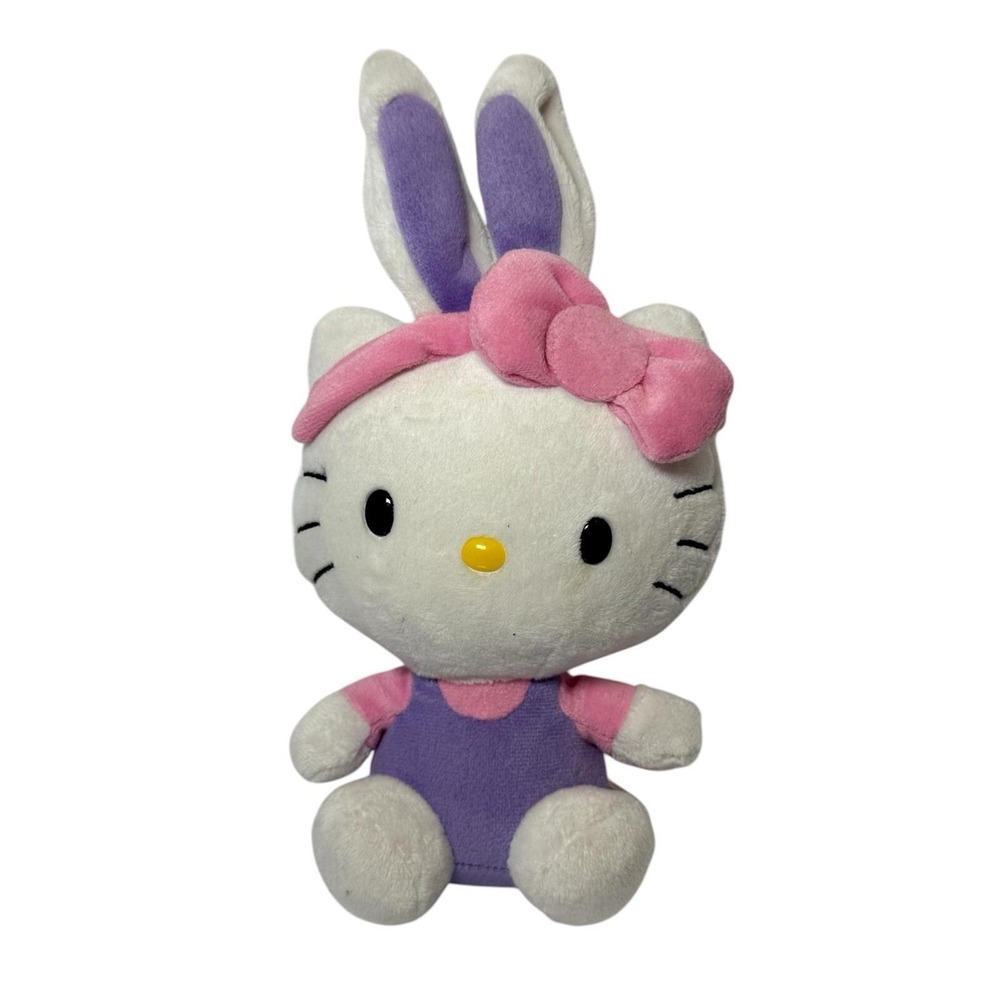 Ty Sanrio Hello Kitty Bunny with Purple Ears Pink Headband And Bow 6" Plush